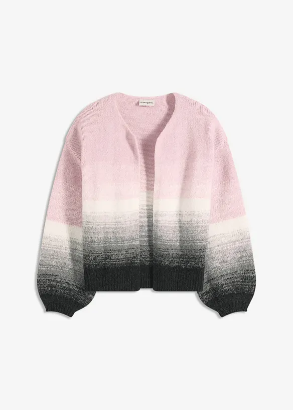 Grobstrickjacke aus weichem Woll-Mix in rosa von vorne - bonprix