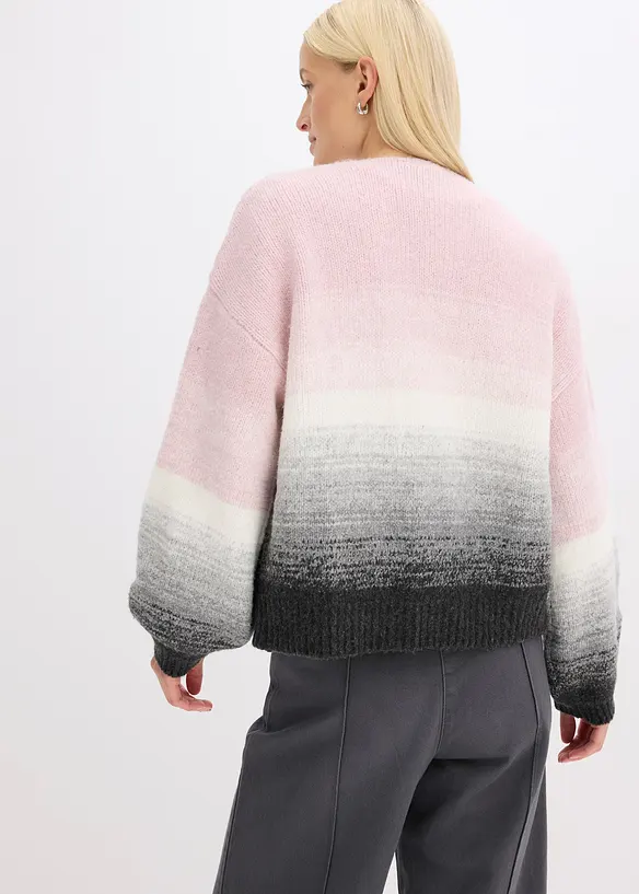 Grobstrickjacke aus weichem Woll-Mix in rosa von hinten (im Anschnitt) - bonprix