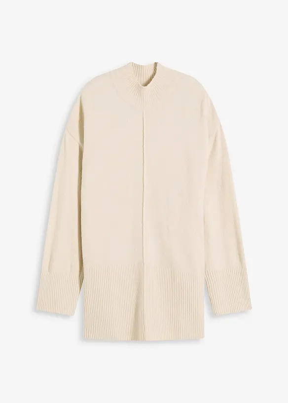 Oversize-Pullover in beige von vorne - bonprix