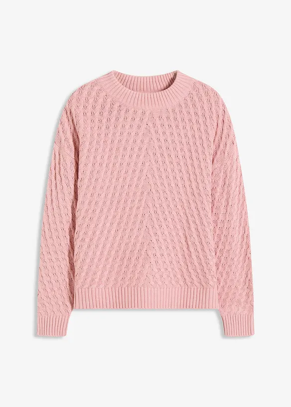 Boxy-Pullover in rosa von vorne - bonprix
