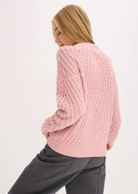 Boxy-Pullover in rosa von hinten (im Anschnitt) - bonprix