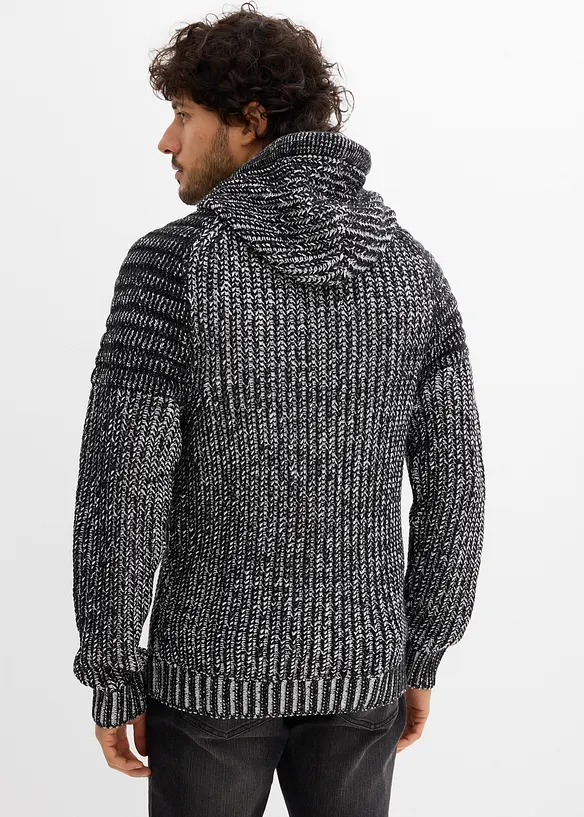Grobstrickpullover in Regular Fit in schwarz von hinten (im Anschnitt) - bonprix