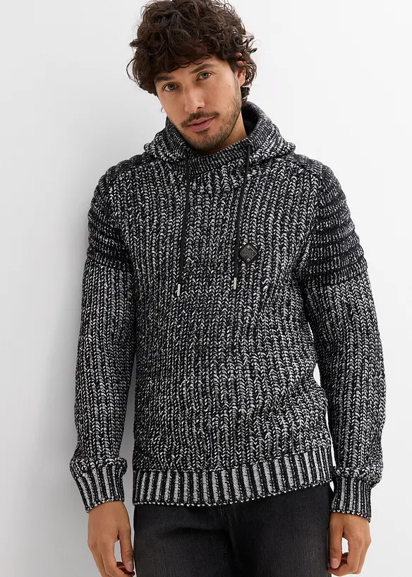 Grobstrickpullover in Regular Fit in schwarz von vorne (im Anschnitt) - bonprix
