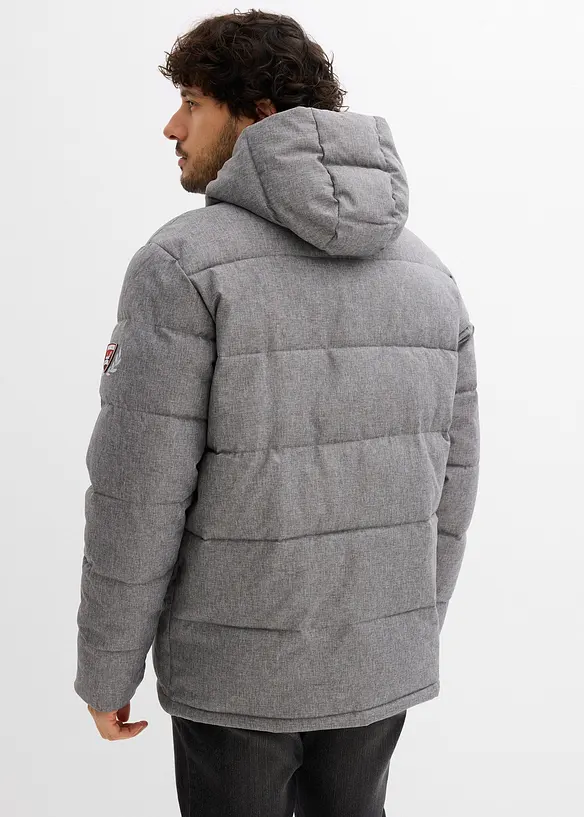 Winter-Steppjacke mit Kapuze in grau von hinten (im Anschnitt) - bonprix