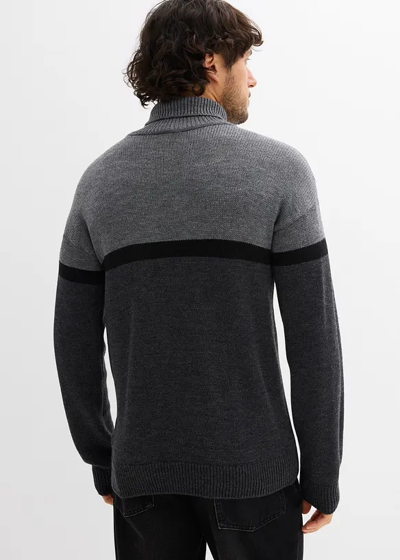 Rollkragenpullover in Regular Fit in grau von hinten (im Anschnitt) - bonprix