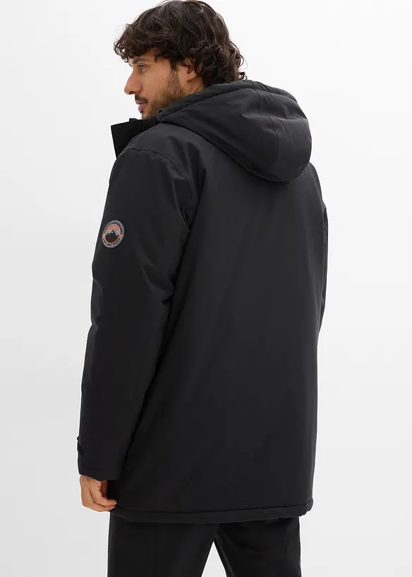 Wasserdichter Funktionsparka in schwarz von hinten (im Anschnitt) - bonprix