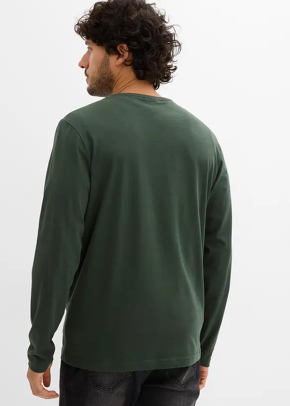 Langarmshirt (2er Pack) in grün von hinten (im Anschnitt) - bonprix