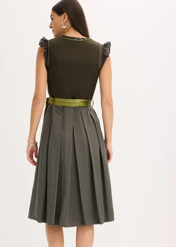 Dirndl und Schürze (2-tlg.Set) in grün von hinten (Totalaufnahme) - bonprix