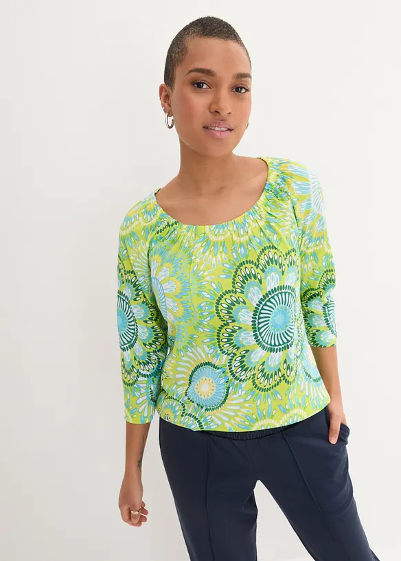 Shirt aus reiner Bio-Baumwolle in grün von vorne (im Anschnitt) - bonprix
