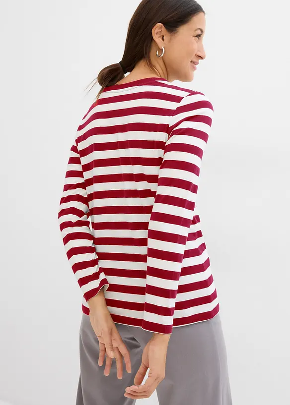 Streifenshirt aus reiner Bio-Baumwolle in rot von hinten (im Anschnitt) - bonprix