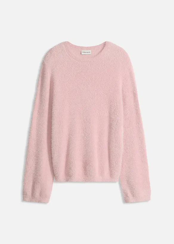 Softer Pullover mit weiten Ärmeln in rosa von vorne - bonprix