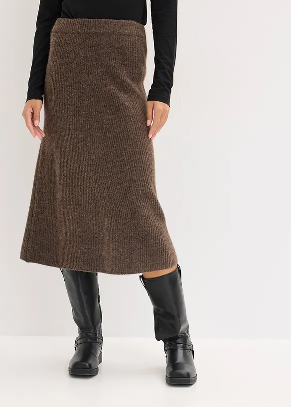 Midi-Strickrock in braun von vorne - bonprix