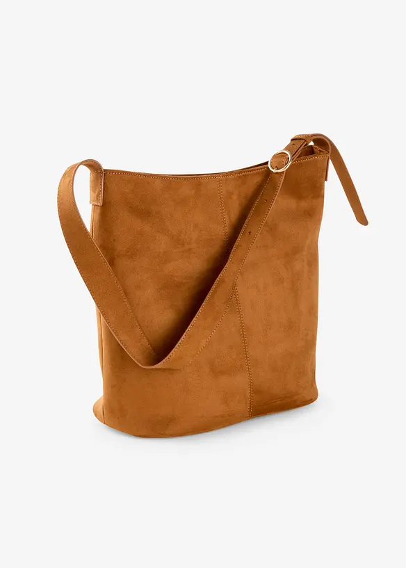 Handtasche im Velourslederoptik in braun von hinten - bonprix