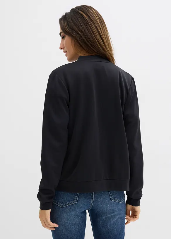 Sweatjacke aus Scuba mit Reißverschluss in schwarz von hinten (im Anschnitt) - bonprix