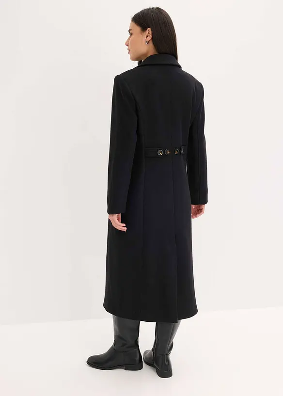 Mantel aus Wollimitat in Maxilänge in schwarz von hinten (Totalaufnahme) - bonprix