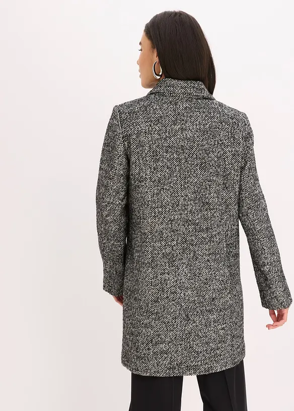 Kurzmantel aus softem Bouclé in schwarz von hinten (Totalaufnahme) - bonprix