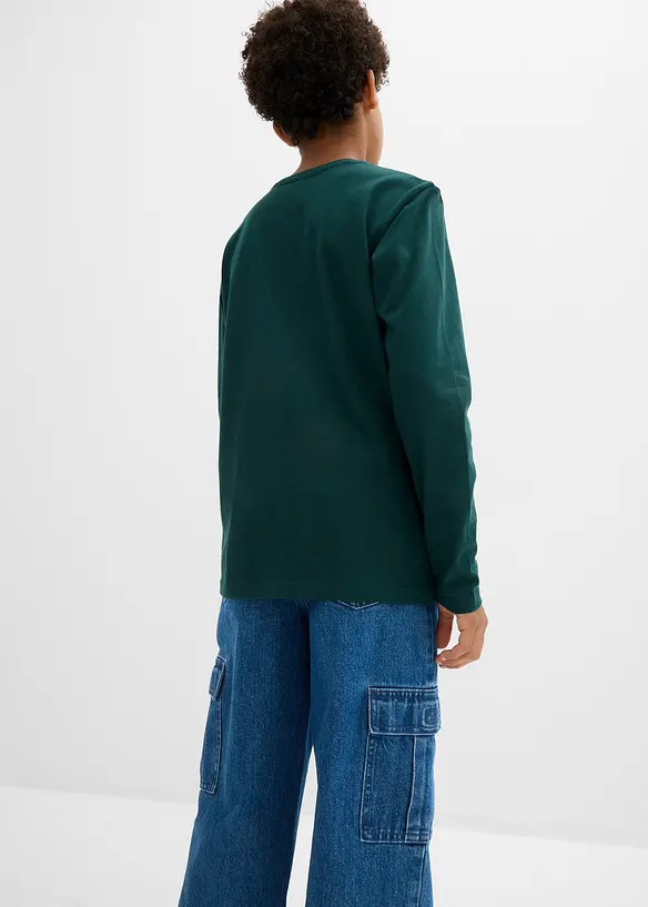 Langarmshirt mit Bio Baumwolle (3er-Pack) in weiß von hinten (im Anschnitt) - bonprix
