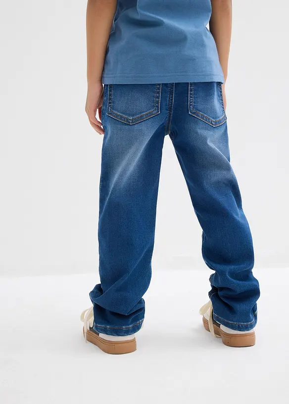 Regular Fit Sweat-Schlupfjeans, Straight in blau von hinten - bonprix