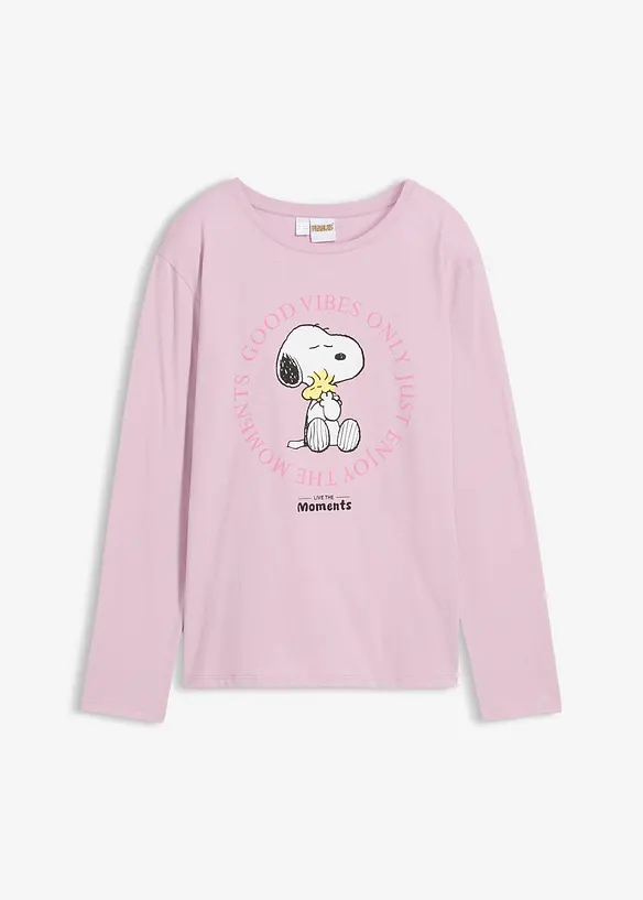 Peanuts Langarmshirt mit Snoopy in lila von vorne - Peanuts