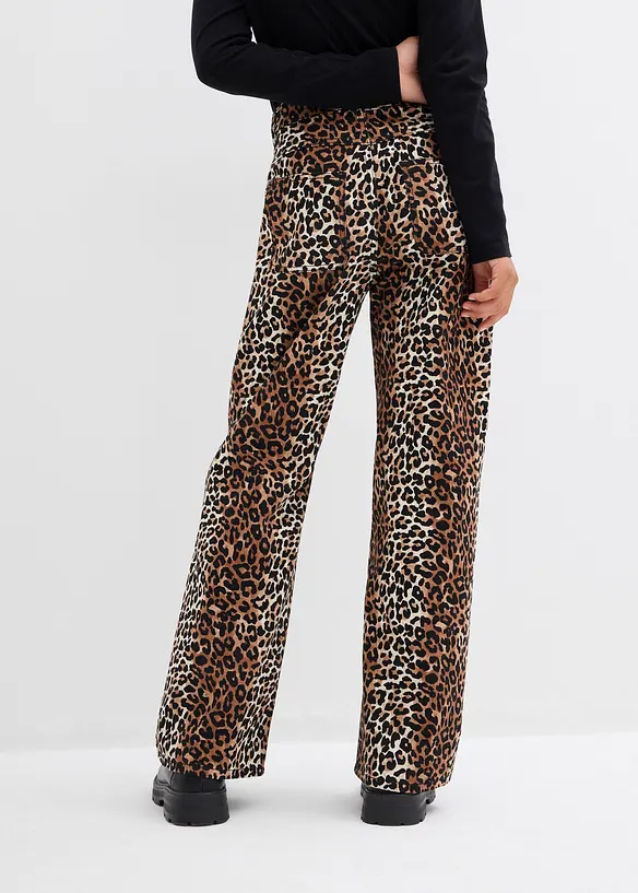Wide-Leg-Jeans Mid Waist in beige von hinten - bonprix