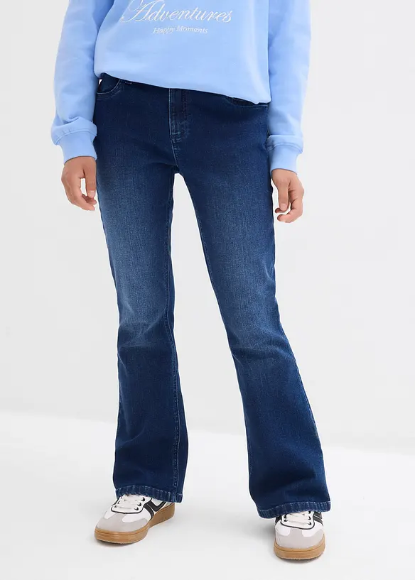 Flared-Jeans Low Waist in blau von vorne - bonprix