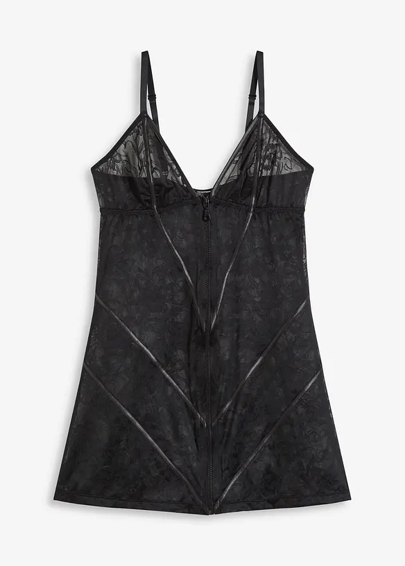 Kleid aus Spitze mit Reißverschluss in schwarz von vorne - bonprix