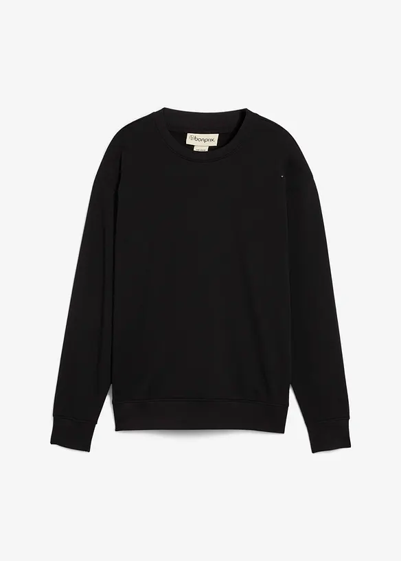 Oversize-Sweatshirt aus reiner Bio-Baumwolle in schwarz von vorne - bonprix