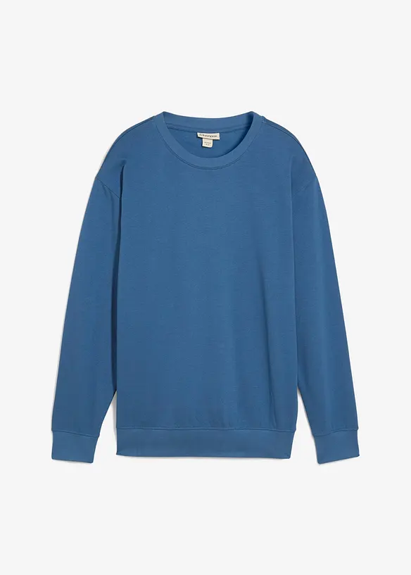 Oversize-Sweatshirt aus reiner Bio-Baumwolle in blau von vorne - bonprix