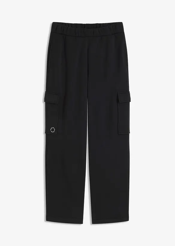 Thermo Sport-Jogginghose mit weitem Bein, schnelltrocknend in schwarz von vorne - bonprix Thermo Sport-Jogginghose mit weitem Bein, schnelltrocknend in schwarz von vorne - bonprix