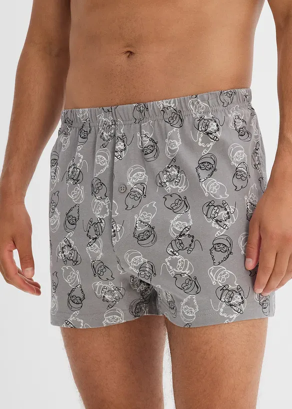 weite Boxershorts mit Bio-Baumwolle (3er Pack) in grau von vorne - bonprix