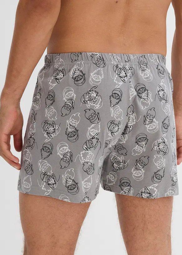 weite Boxershorts mit Bio-Baumwolle (3er Pack) in grau von hinten - bonprix