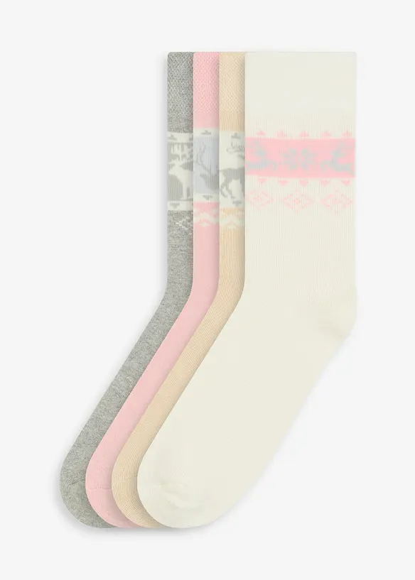 Thermo Socken mit Bio-Baumwolle (4er Pack) in weiß von vorne - bonprix