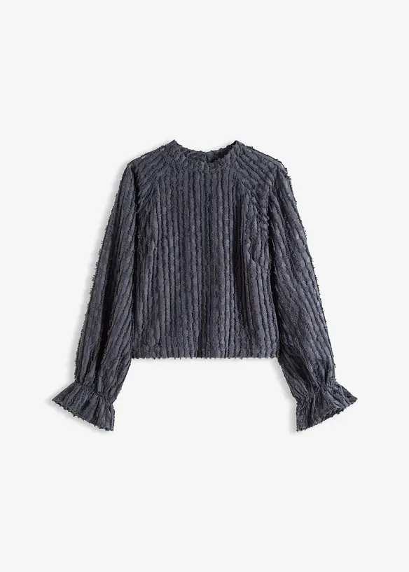 Bluse aus strukturiertem Material in blau von vorne - bonprix
