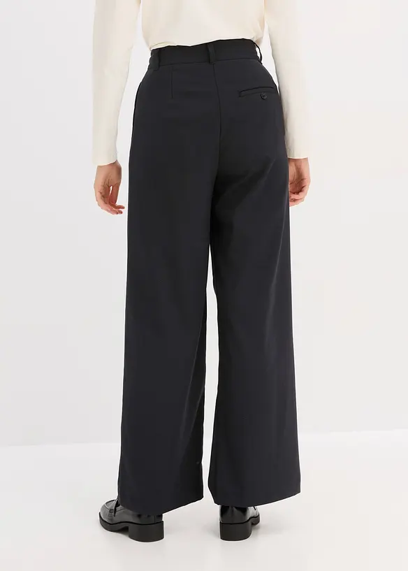 Marlenehose aus fließendem Viskose-Mix in schwarz von hinten - bonprix