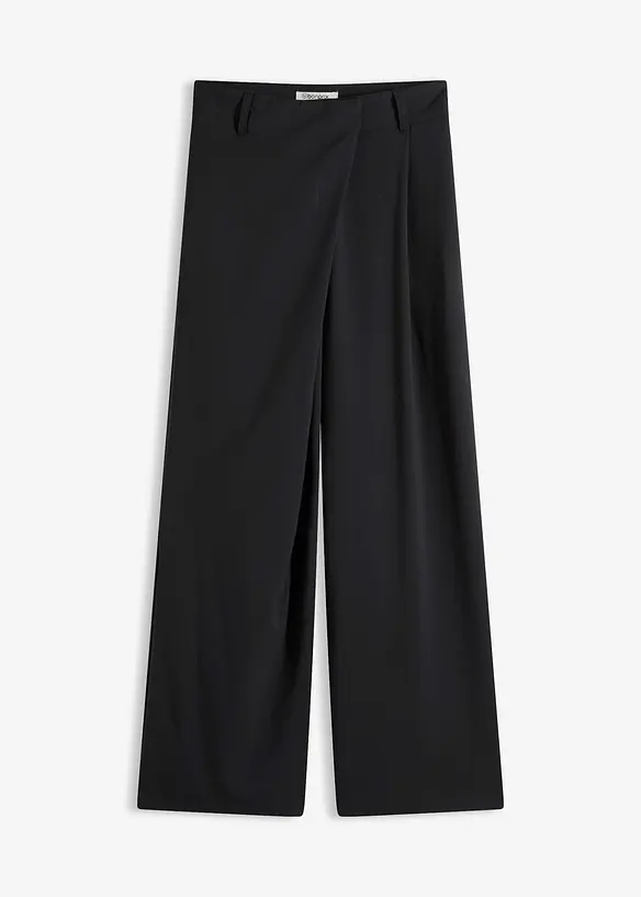 Marlenehose aus fließendem Viskose-Mix in schwarz von vorne - bonprix