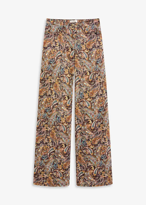Wide-Leg-Stretchhose mit Baumwolle in schwarz von vorne - bonprix