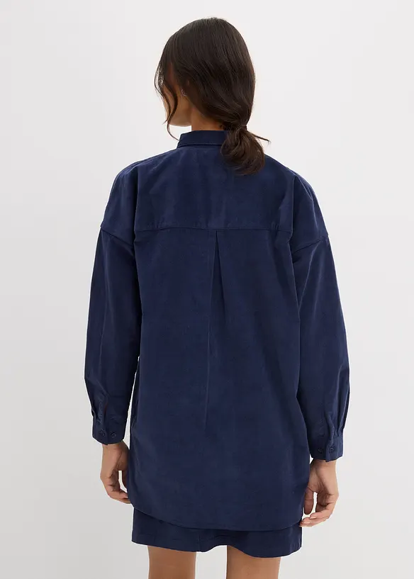 Oversize Cordhemd in blau von hinten (im Anschnitt) - bonprix