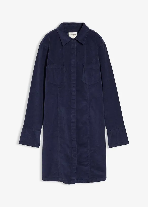 Figurbetontes Cordkleid in blau von vorne - bonprix Figurbetontes Cordkleid in blau von vorne - bonprix