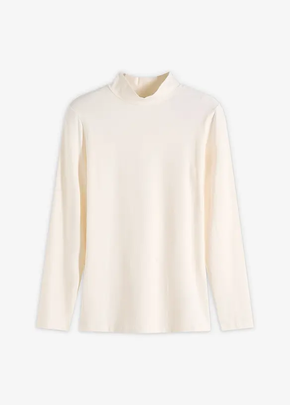 Figurbetontes Langarmshirt in weiß von vorne - bonprix