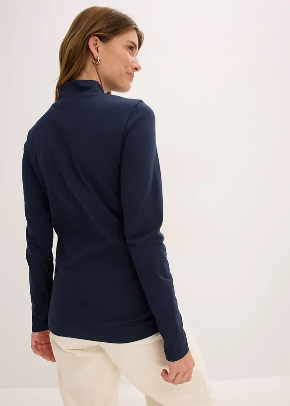 Figurbetontes Langarmshirt in blau von hinten (im Anschnitt) - bonprix Figurbetontes Langarmshirt in blau von hinten (im Anschnitt) - bonprix