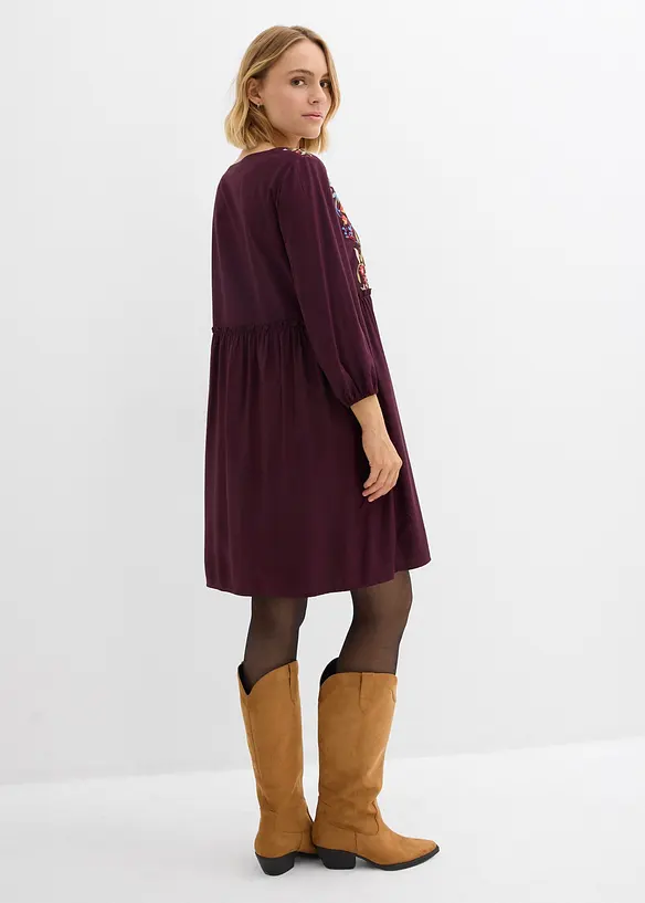 Tunika-Kleid mit Puffprint aus fließender Viskose in rot von hinten (Totalaufnahme) - bonprix