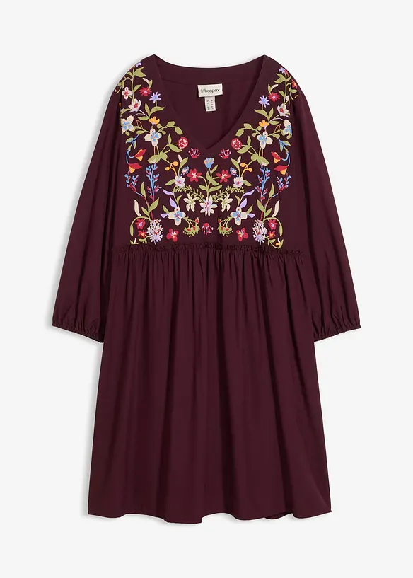 Tunika-Kleid mit Puffprint aus fließender Viskose in rot von vorne - bonprix