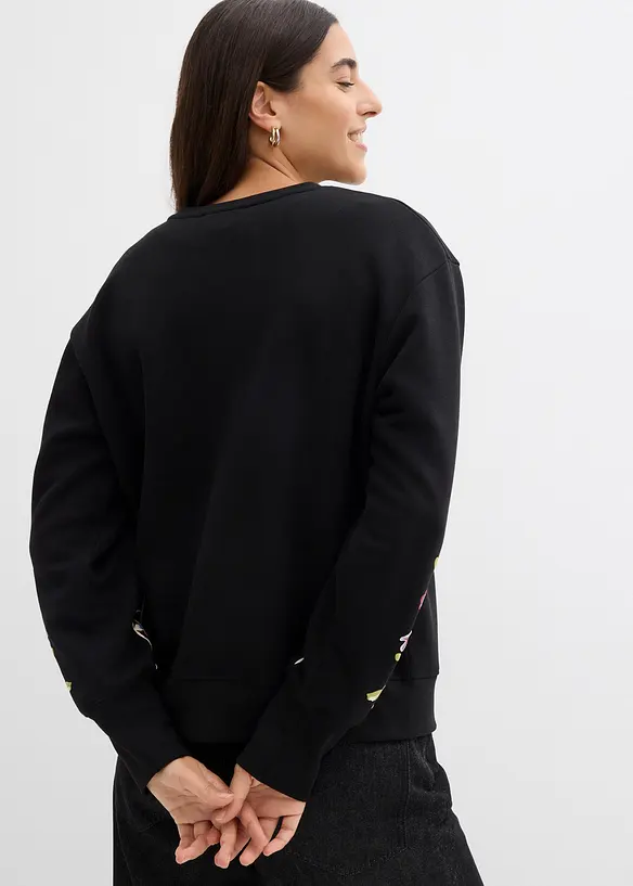Sweatshirt aus Baumwoll-Mix in schwarz von hinten (im Anschnitt) - bonprix