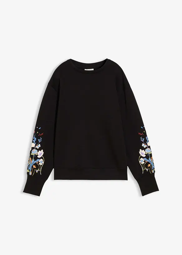 Sweatshirt aus Baumwoll-Mix in schwarz von vorne - bonprix