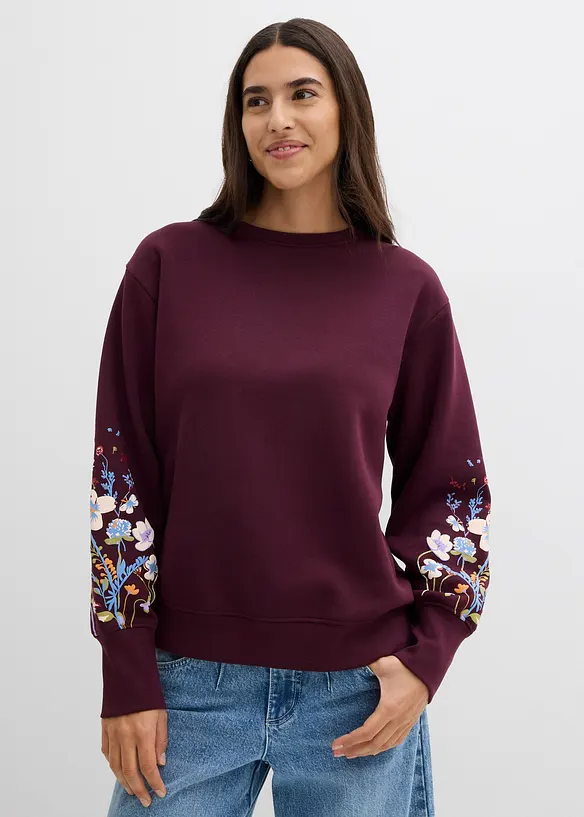 Sweatshirt aus Baumwoll-Mix in rot von vorne (im Anschnitt) - bonprix