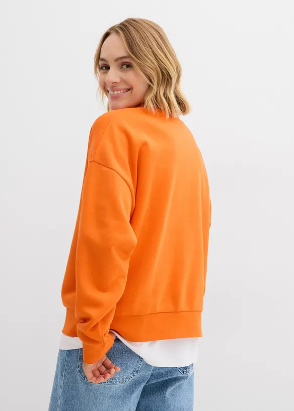 Oversize-Sweatshirt aus Baumwoll-Mix in orange von hinten (im Anschnitt) - bonprix
