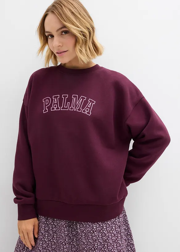 Oversize-Sweatshirt aus Baumwoll-Mix in rot von vorne (im Anschnitt) - bonprix