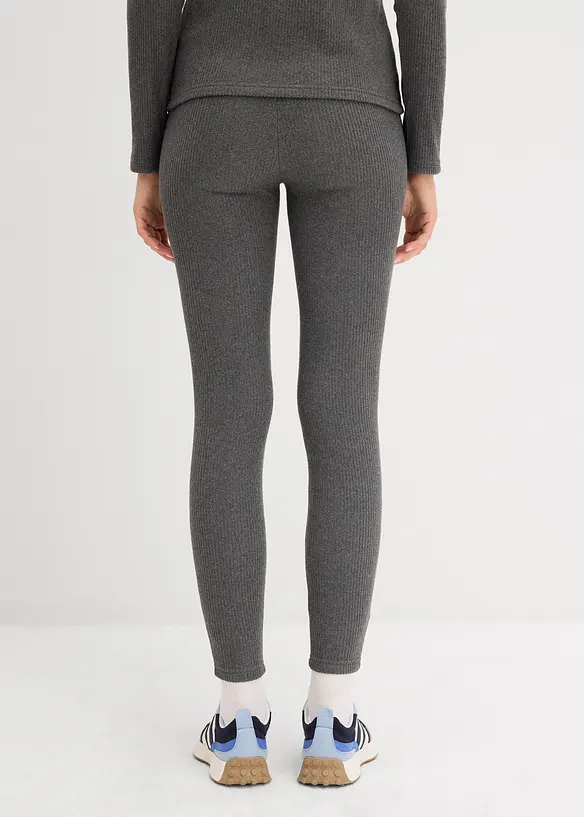 Warme gerippte Thermo-Leggings in grau von hinten - bonprix
