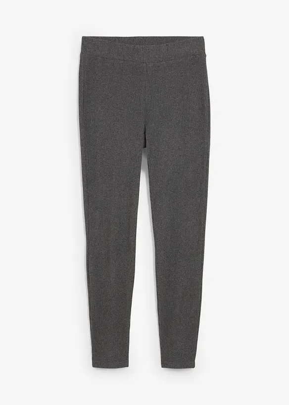 Warme gerippte Thermo-Leggings in grau von vorne - bonprix