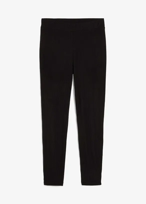 Warme gerippte Thermo-Leggings in schwarz von vorne - bonprix
